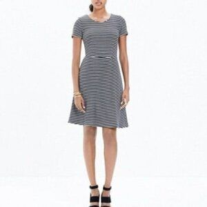 Madewell Gallerist Dress in Black/ White stripes, Size XS
